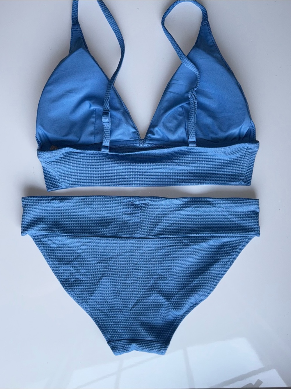 AERIE Beach Summer Vacation Blue Textured Bikini Swim Set - Women's Two-Piece S - Picture 3 of 4